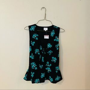 NWT Black and Green Floral Peplum Blouse